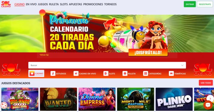 Explora categorías de juegos y promociones diarias en Solcasino