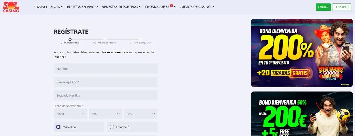 Regístrate proporcionando información personal y accede a bonos exclusivos 